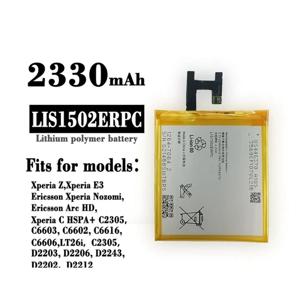 Replacement Battery for Sony Xperia Z LT36 / E3 (C6602 C6603), LIS1502ERPC Replacement Battery for Sony Xperia Z LT36 / E3 (C6602 C6603), LIS1502ERPC